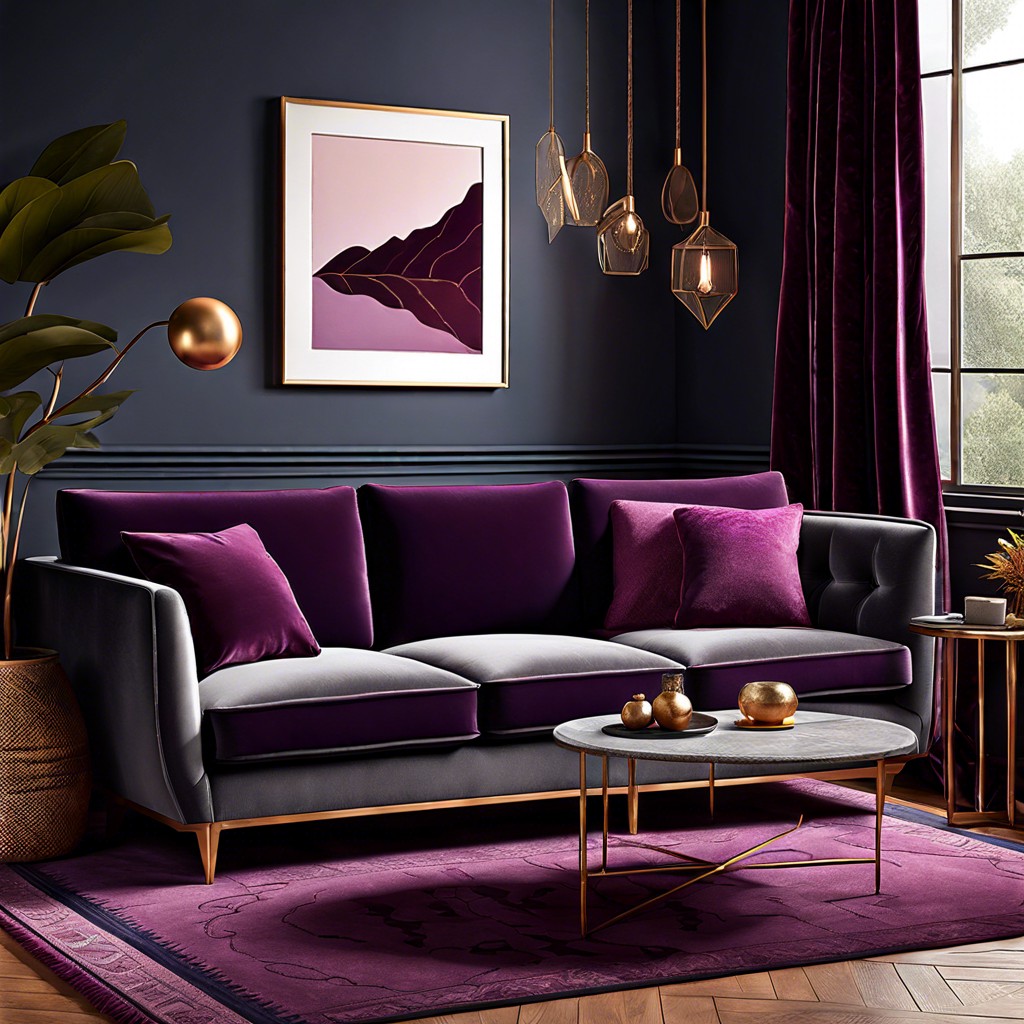 bold curtains deep rich colors like plum or navy