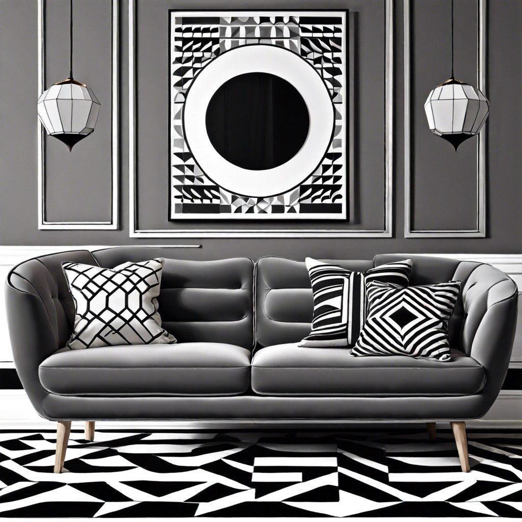bold geometric patterns in black and white