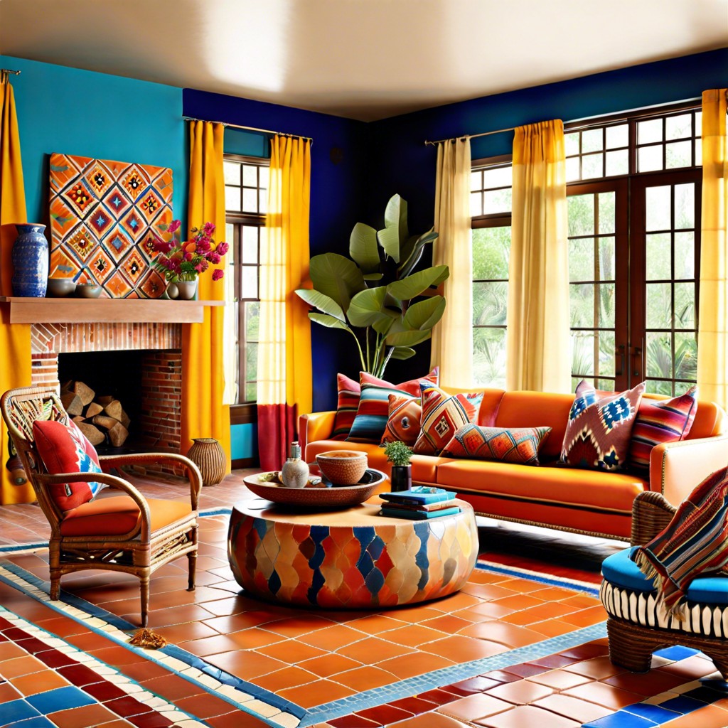 bright mexican textiles and throw pillows