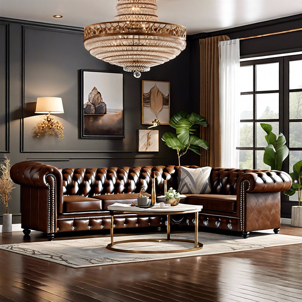 brown chesterfield sectional sofa