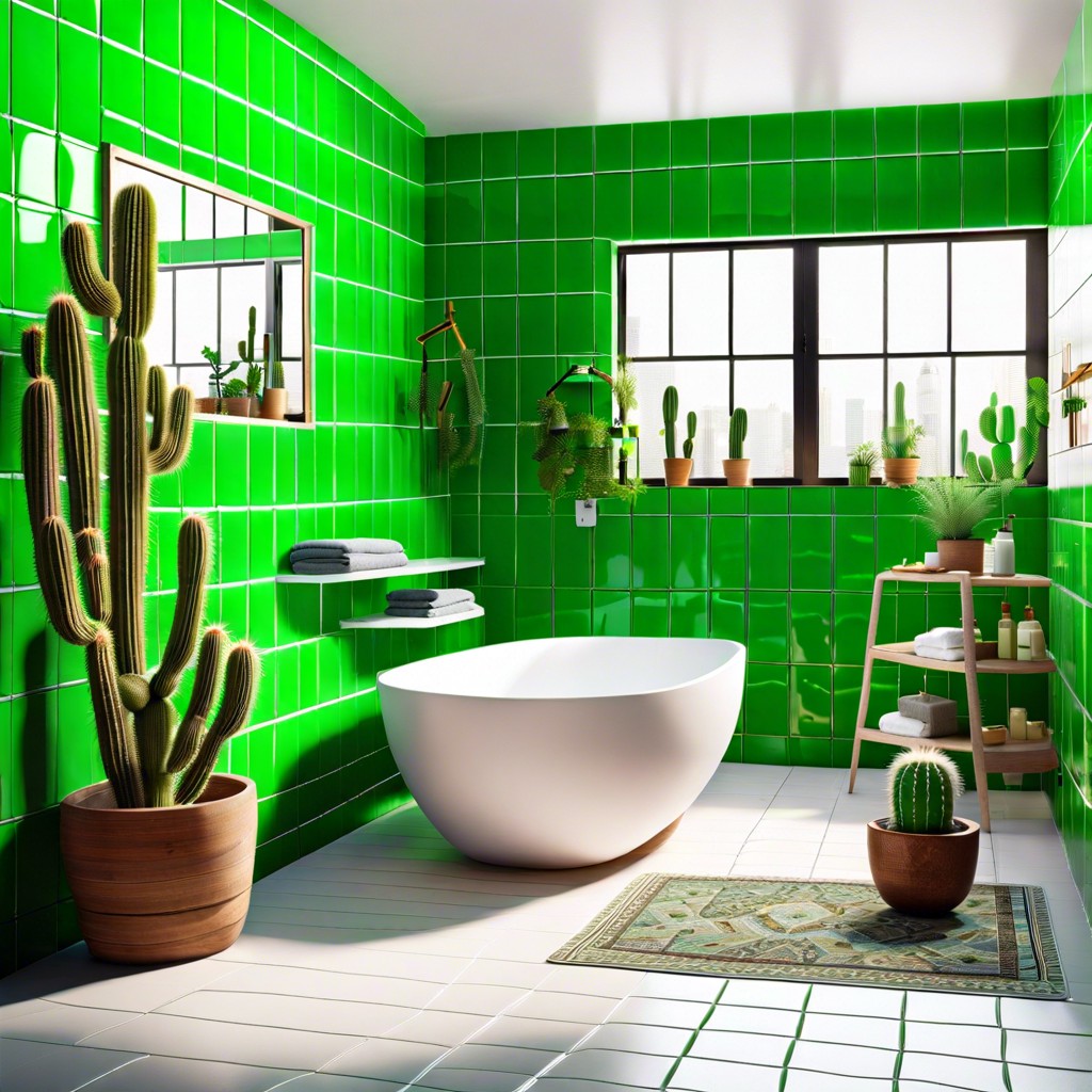 cactus green accents incorporate green tiles as accent pieces or backsplashes