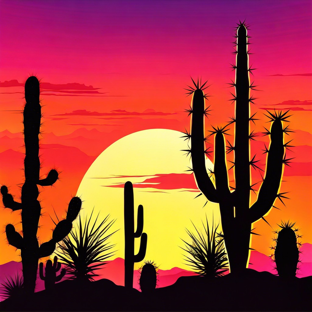 cactus silhouette against sunset