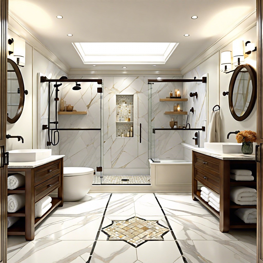 calacatta mosaic shower floor