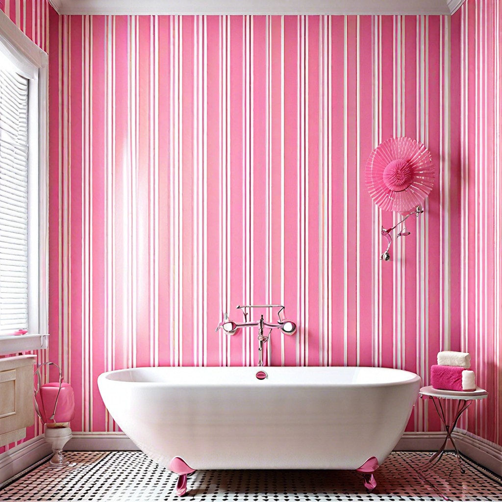 candy stripe wallpaper in pink and white