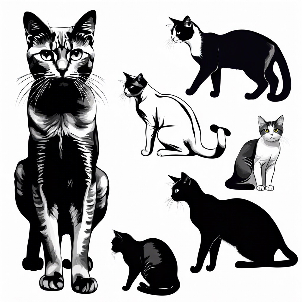 cats in various sitting positions