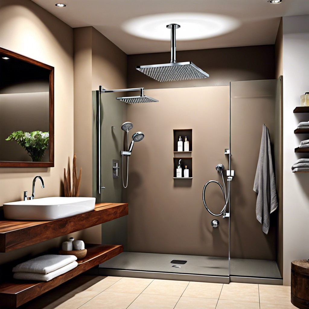 ceiling mounted rainfall showerhead for a luxurious feel