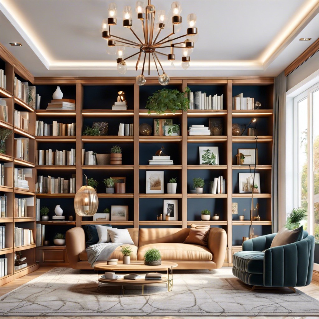 ceiling to floor bookshelves