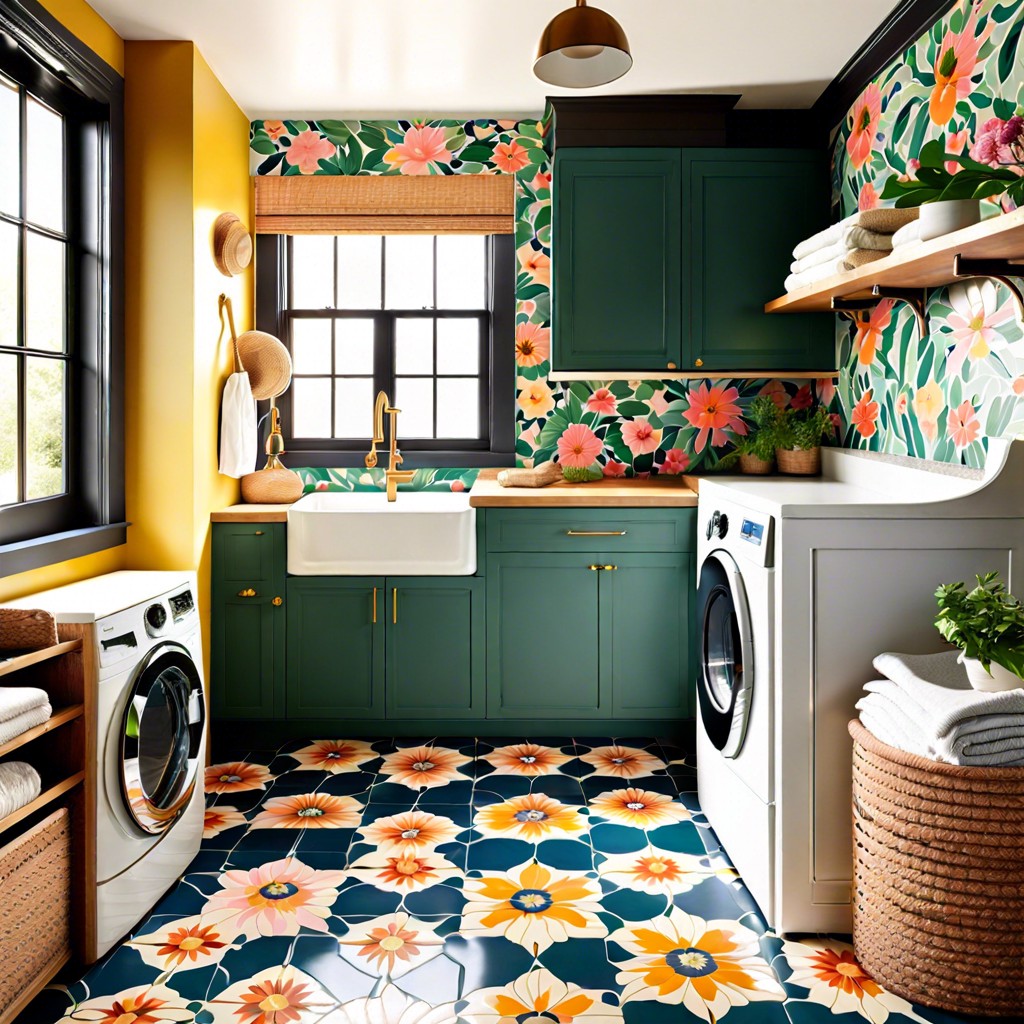 cement tiles with floral patterns