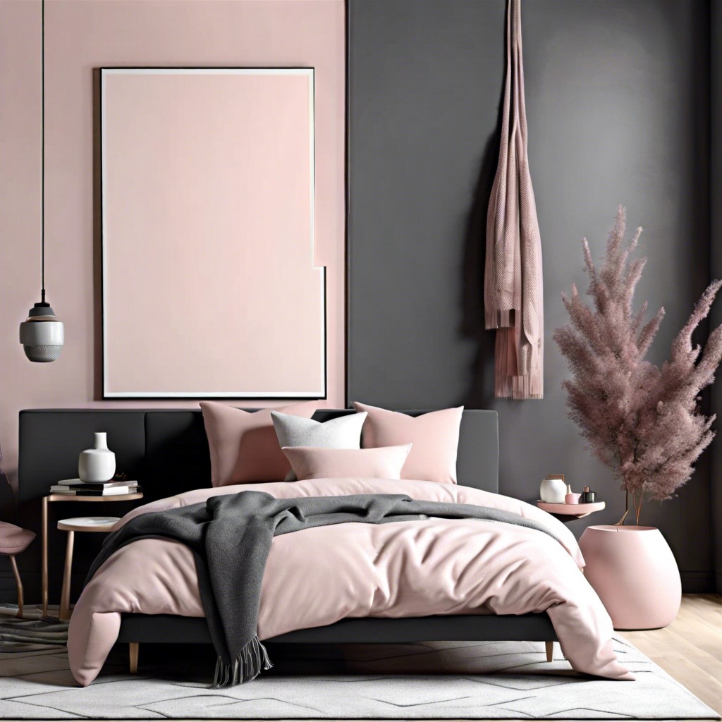 charcoal grey and blush pink