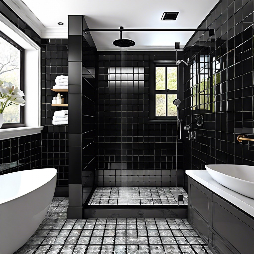 checkerboard contrast alternating black and clear glass tiles