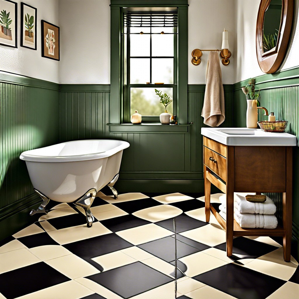 checkerboard floor for a retro feel