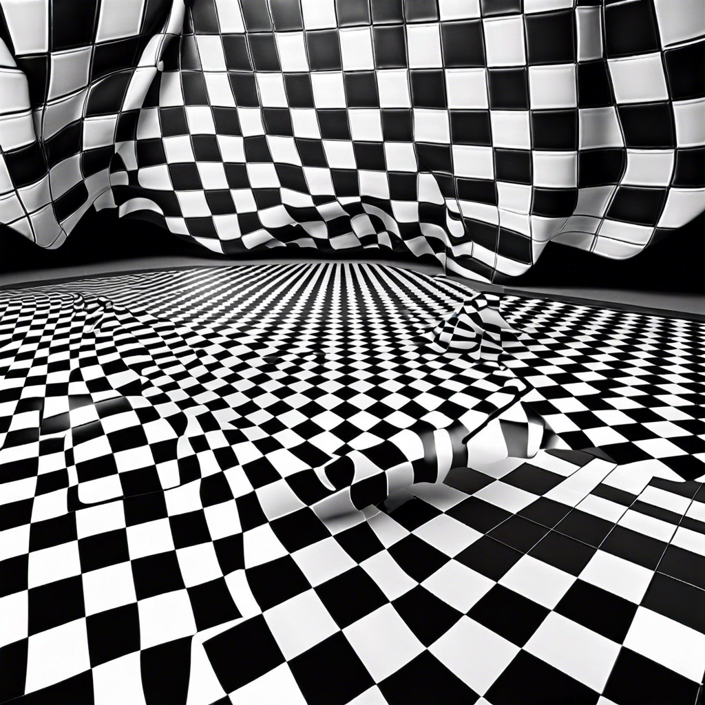 checkerboard pattern using black and white tiles