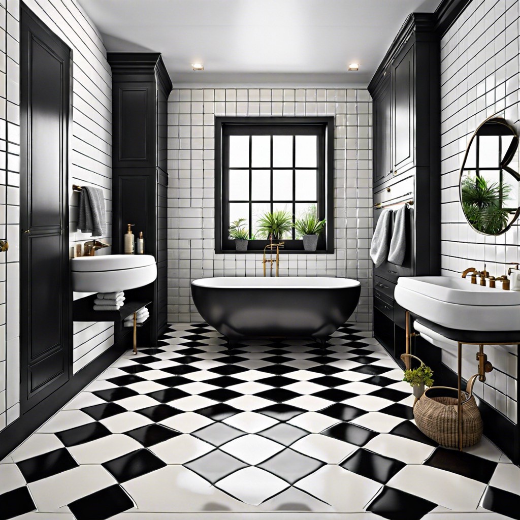 checkerboard tiles in black and white