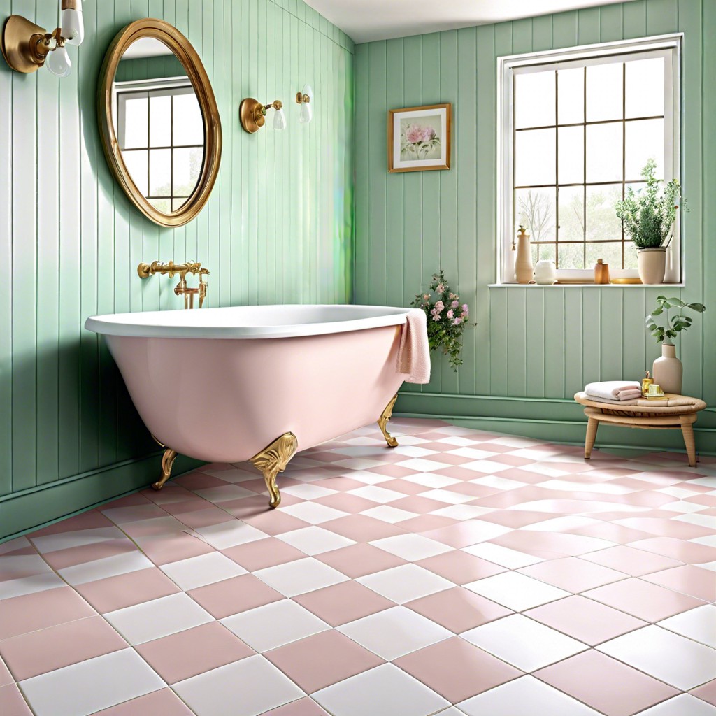 checkerboard tiles in pastel shades