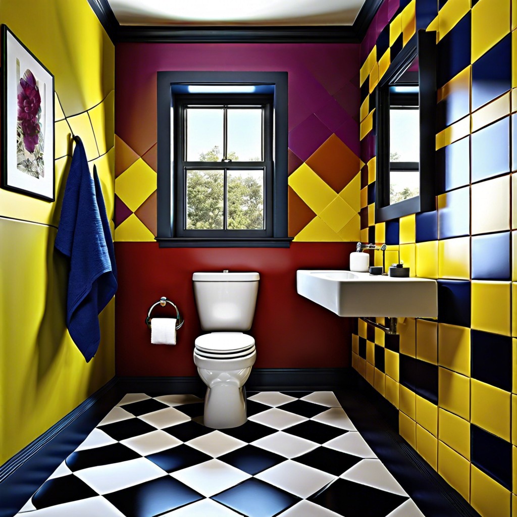 checkerboard tiles in unconventional colors