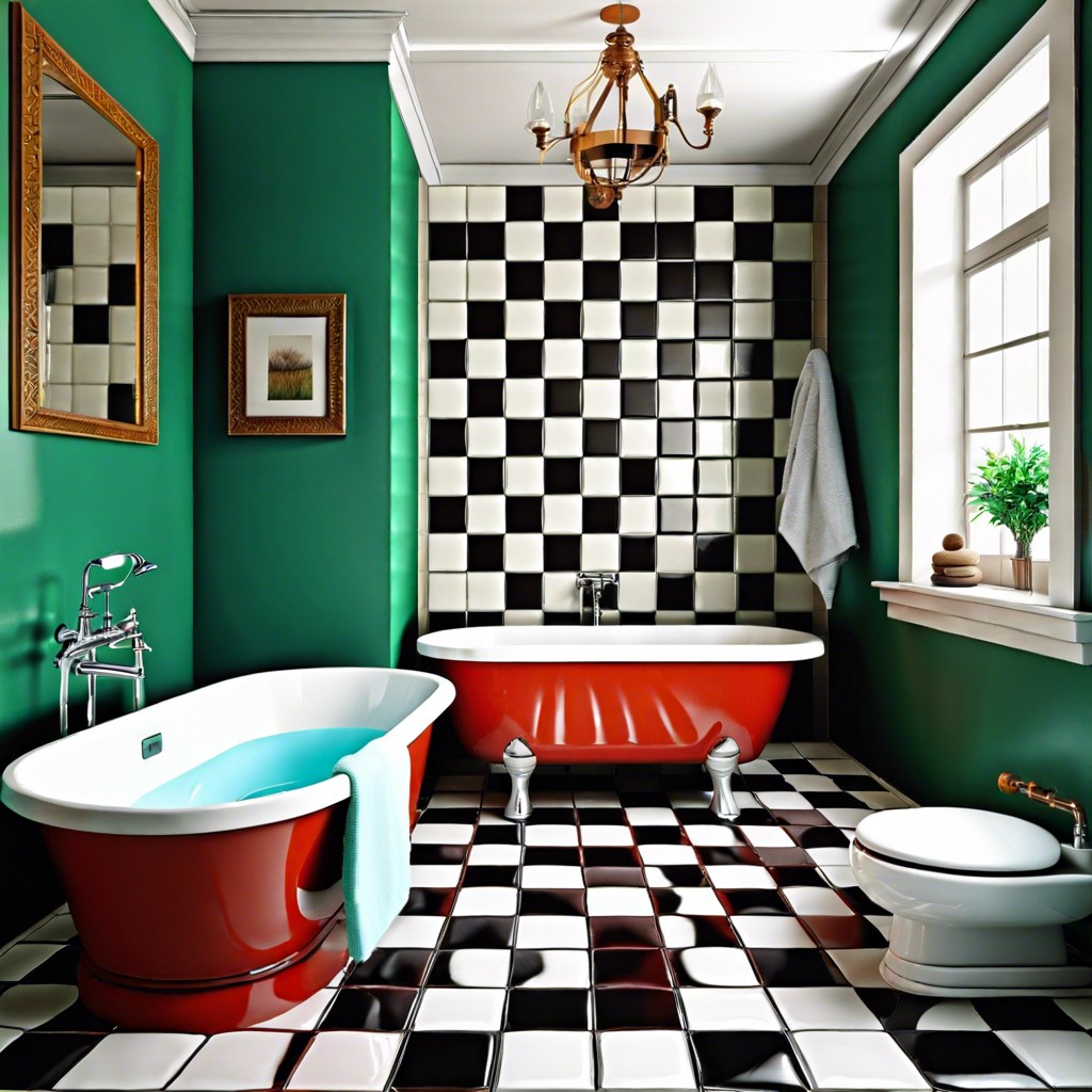 checkerboard tiles in unconventional colors