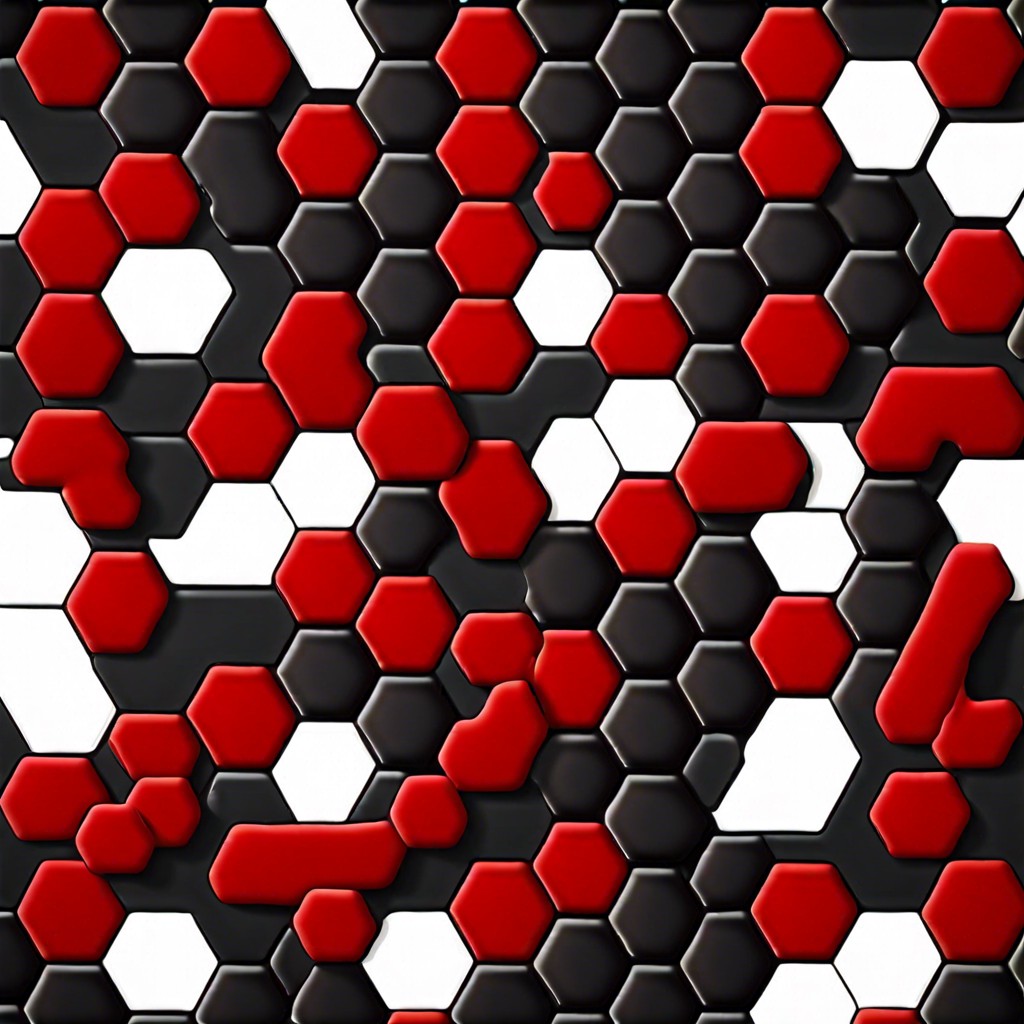 checkerboard twist black and red hexagons in a checker pattern