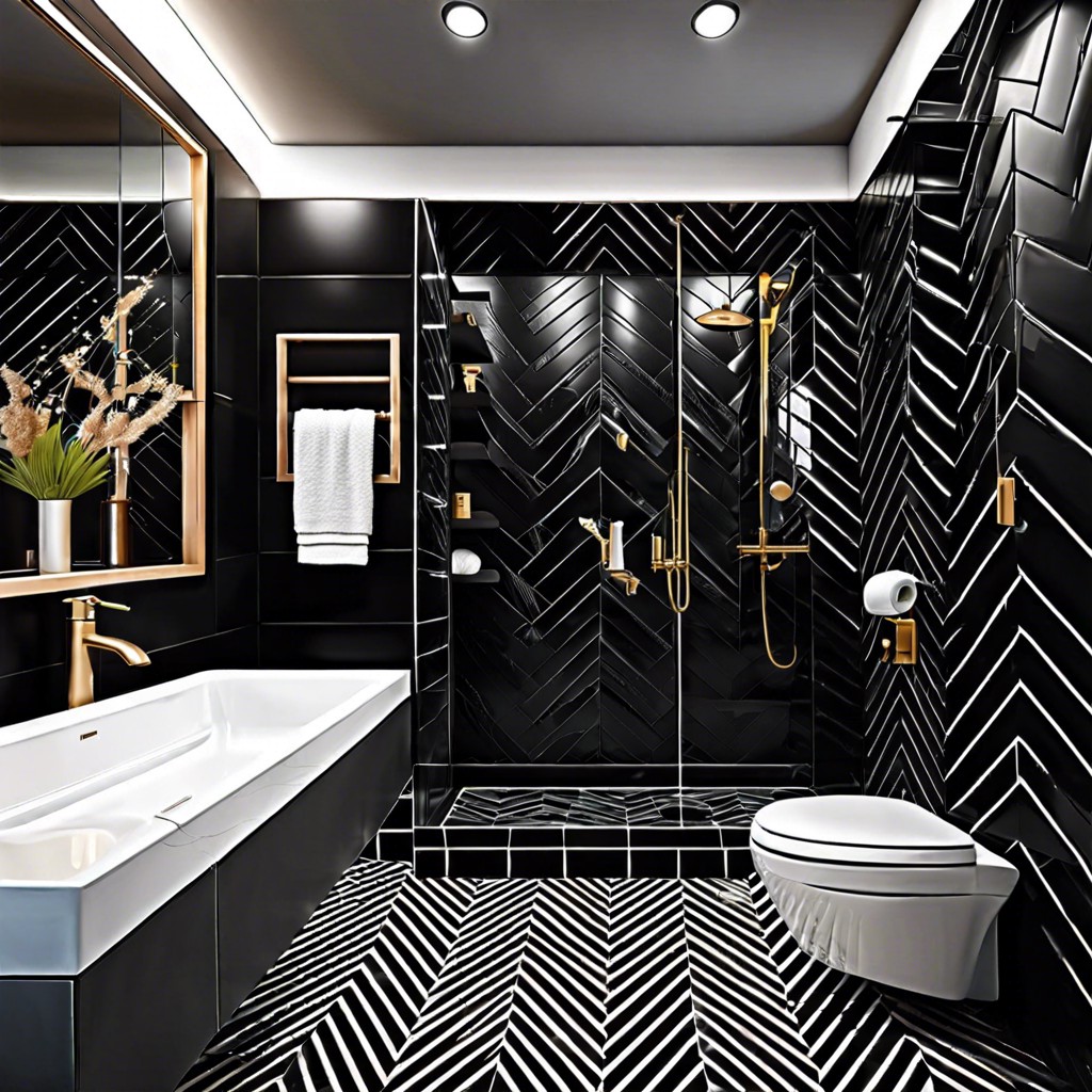 chevron pattern black tiles for a dynamic effect