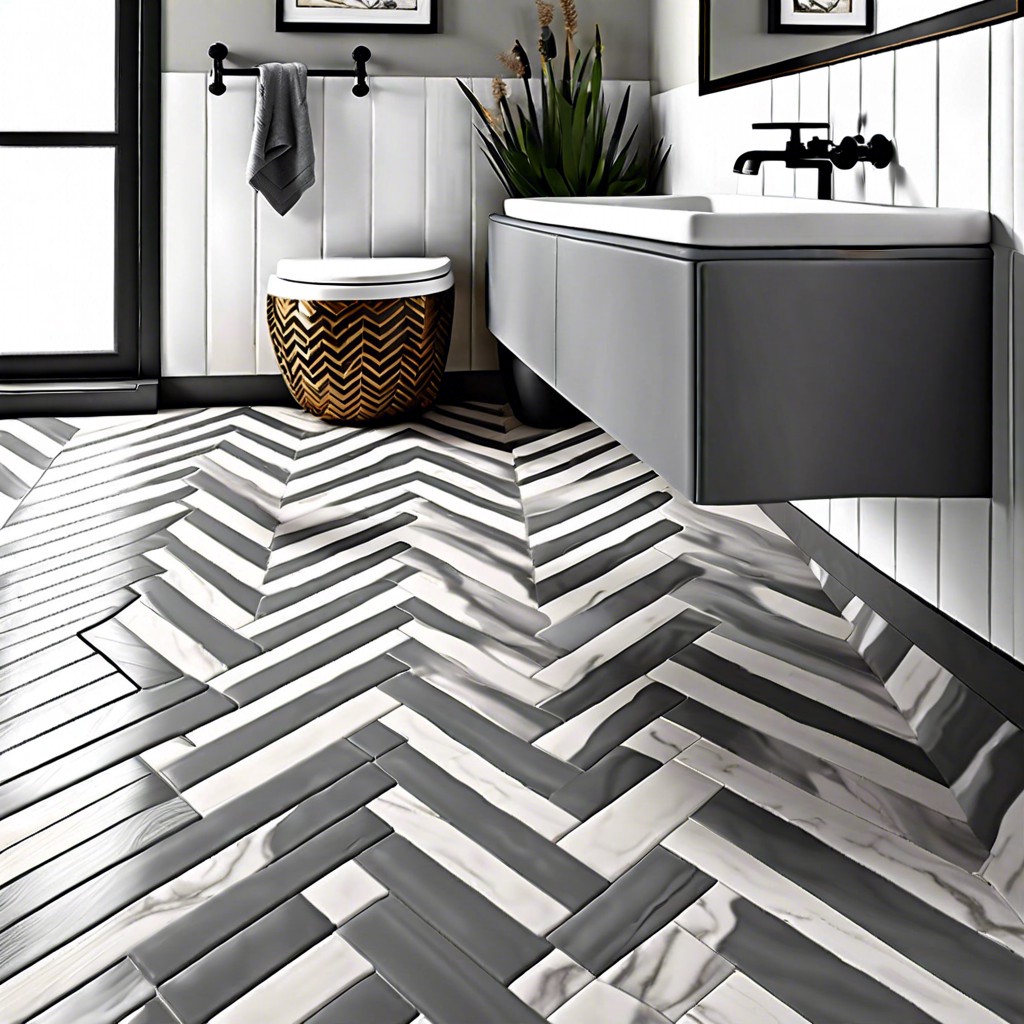 chevron pattern tiles in a matte finish