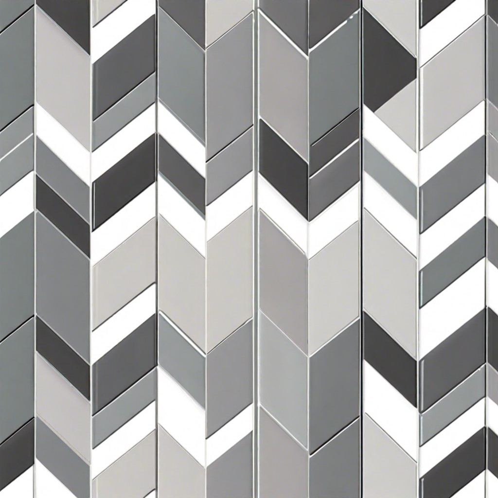 chevron pattern tiles in mixed grays