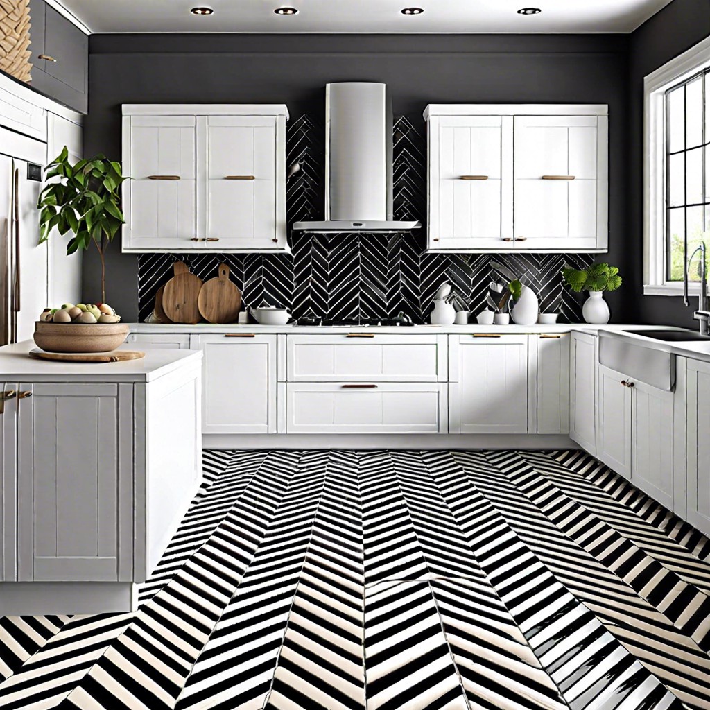 chevron pattern white bamboo