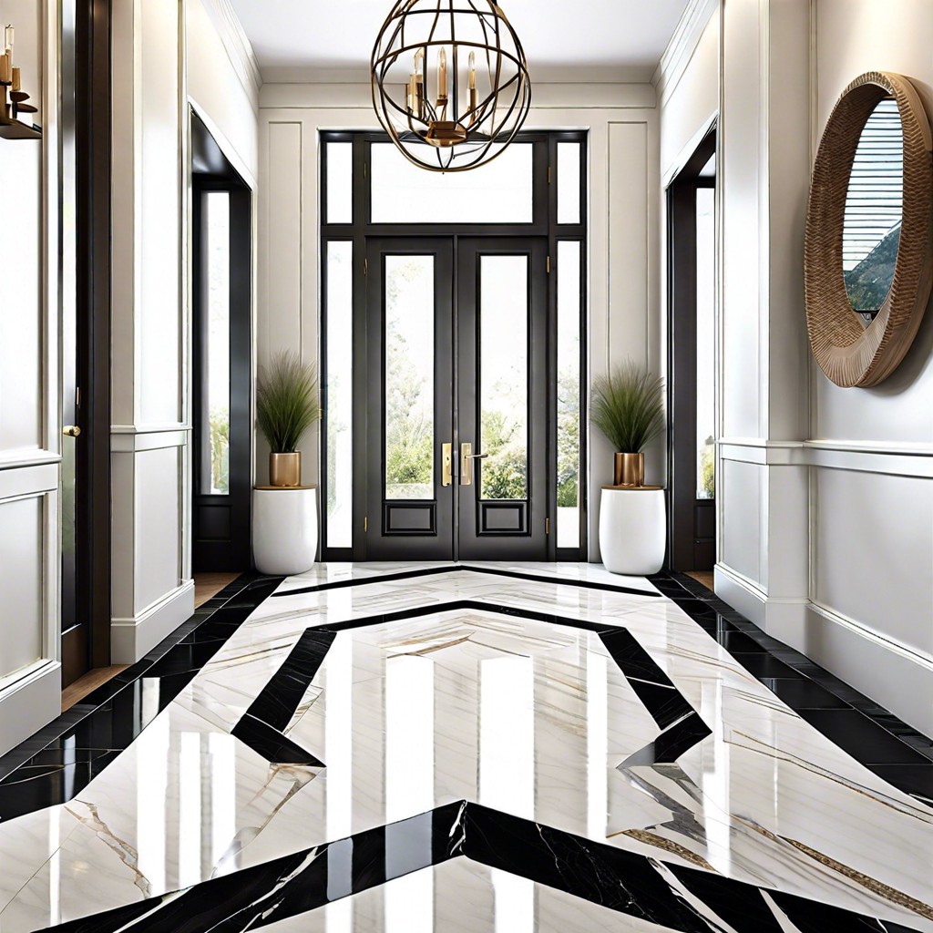 chevron style marble tiles