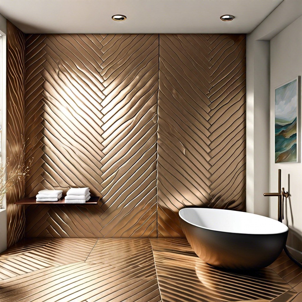 chevron tiles with shimmering finishes