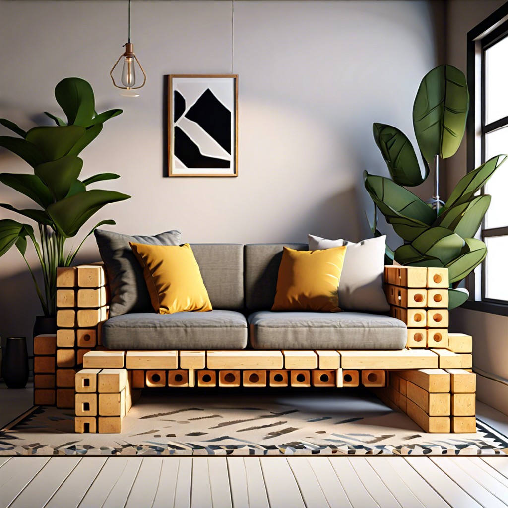cinder block and wood plank couch