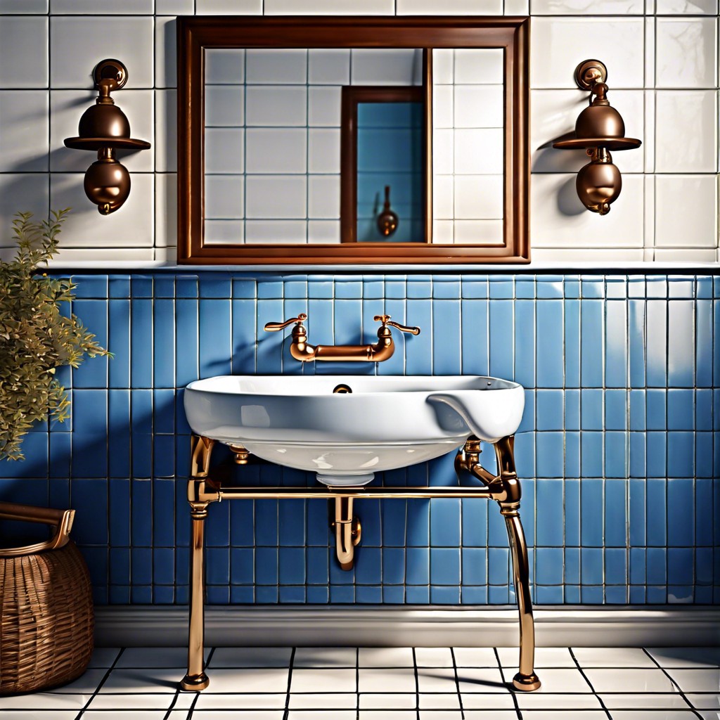 classic blue porcelain sink