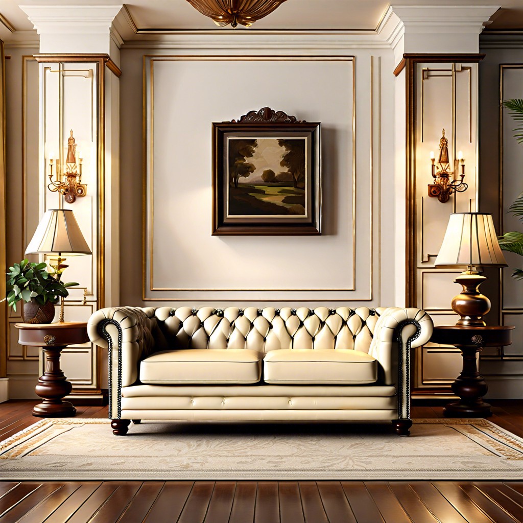 classic chesterfield in ivory leather for a touch of elegance