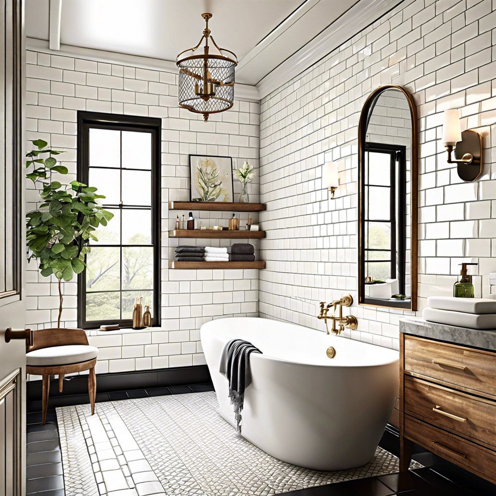 classic white subway tile walls