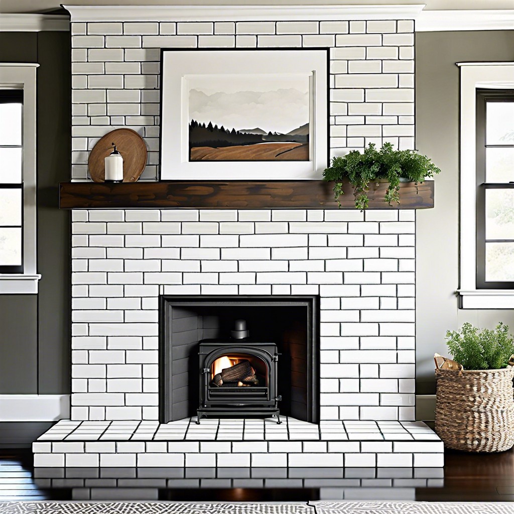 classic white subway tiles with dark grout