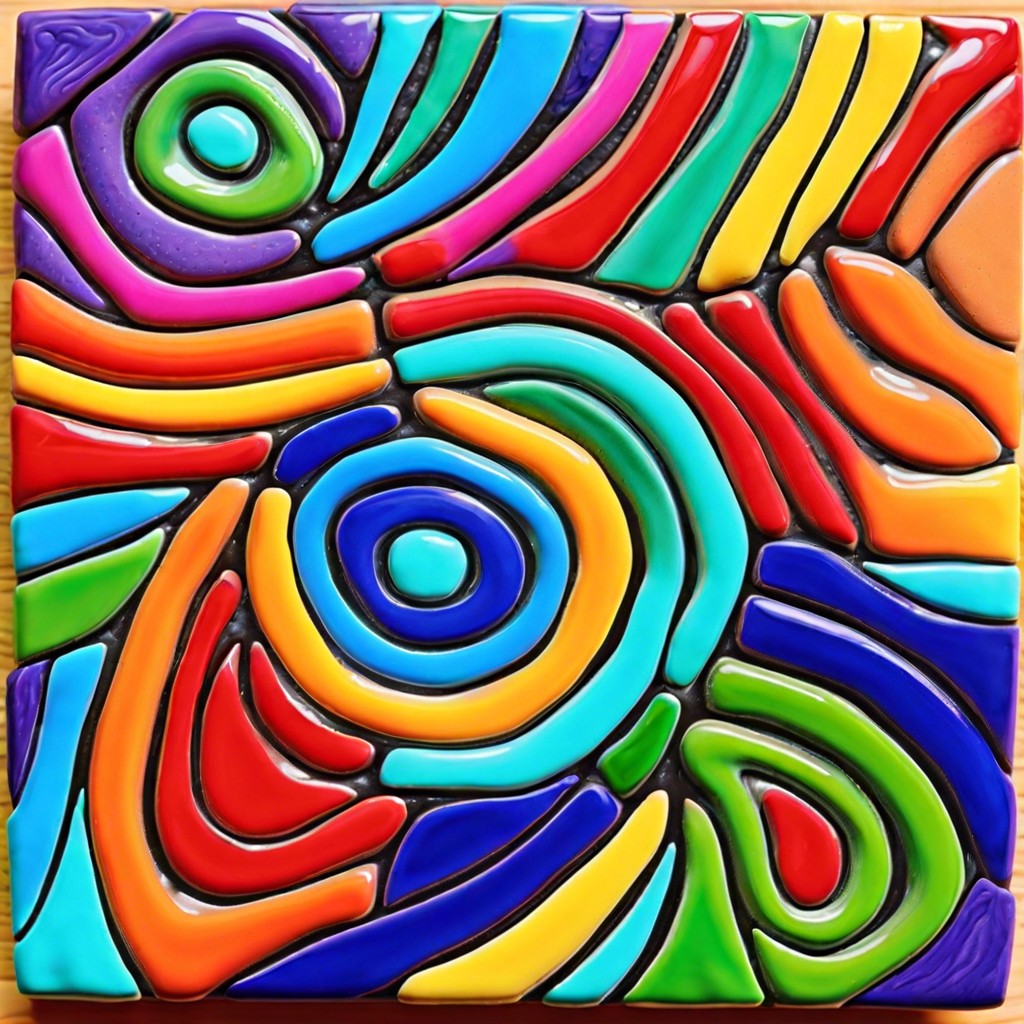 clay tile trivets with abstract designs