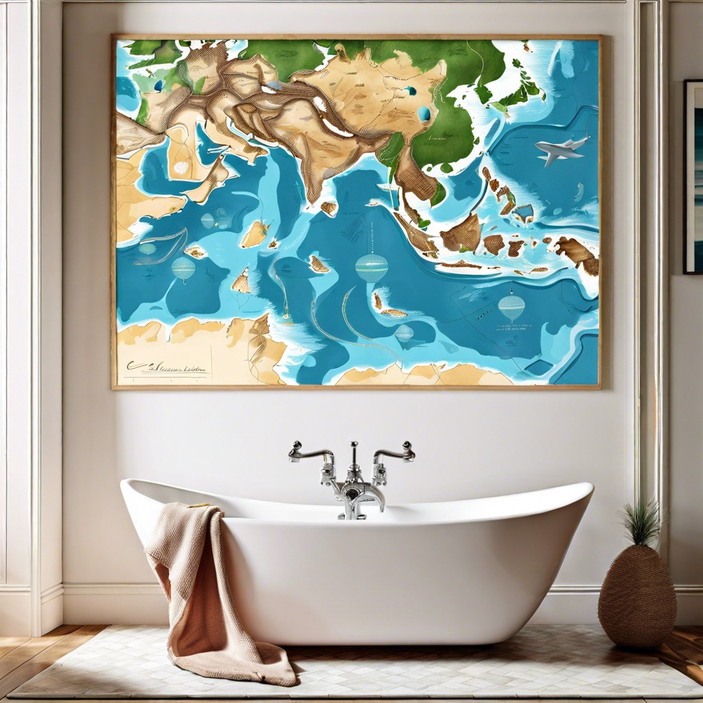 coastal map wall art