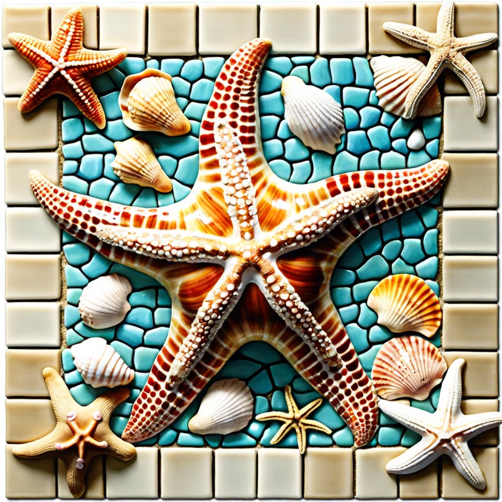 coastal themed with seashells and starfish