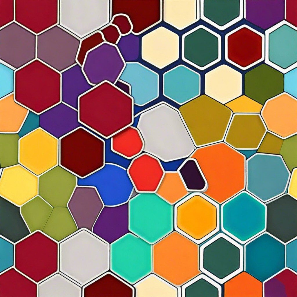 color block large blocks of solid colored hexagons