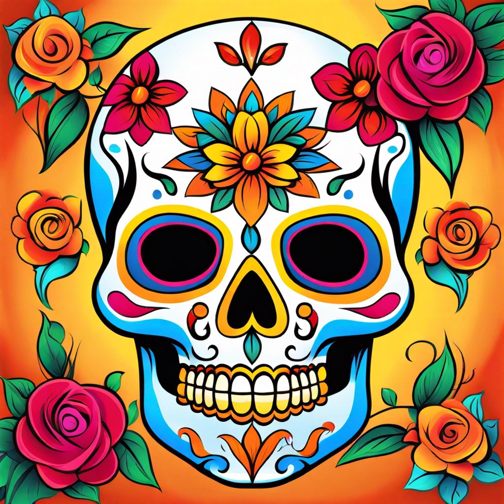 colorful sugar skulls