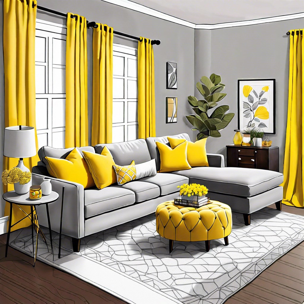 combine with bright yellow throw pillows and curtains for a pop of color