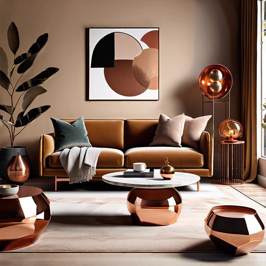 combine with mixed metal accents like copper side tables and brass lamps