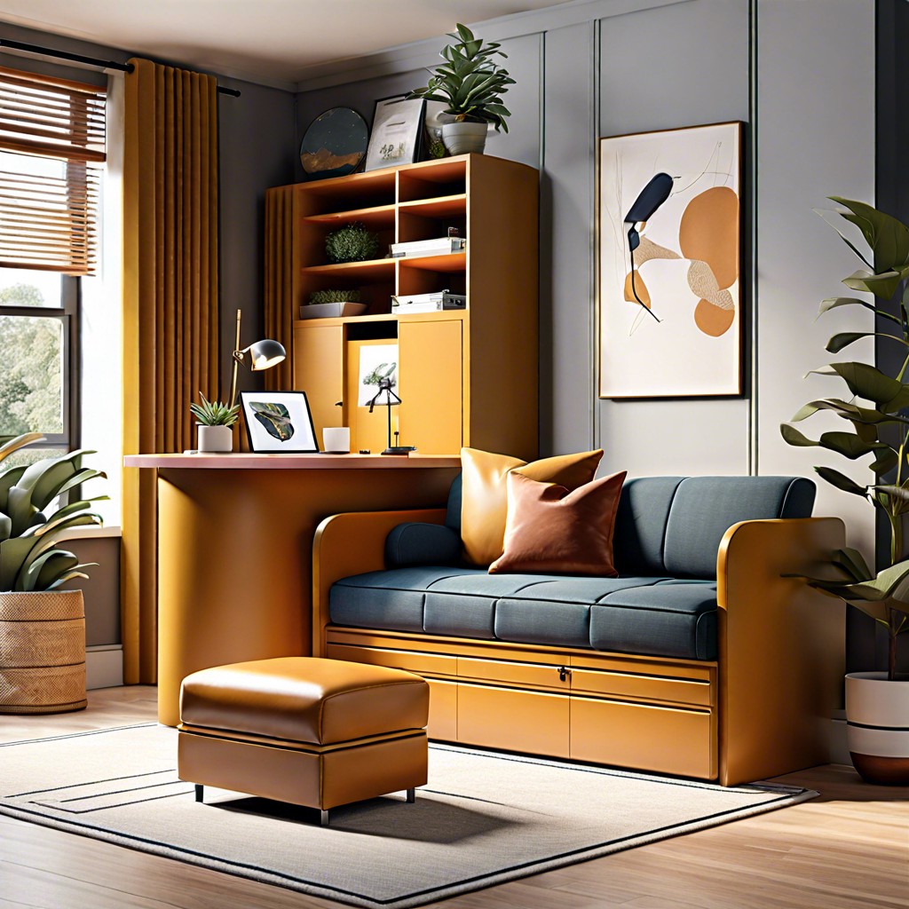 compact desk and ottoman storage with sleeper sofa