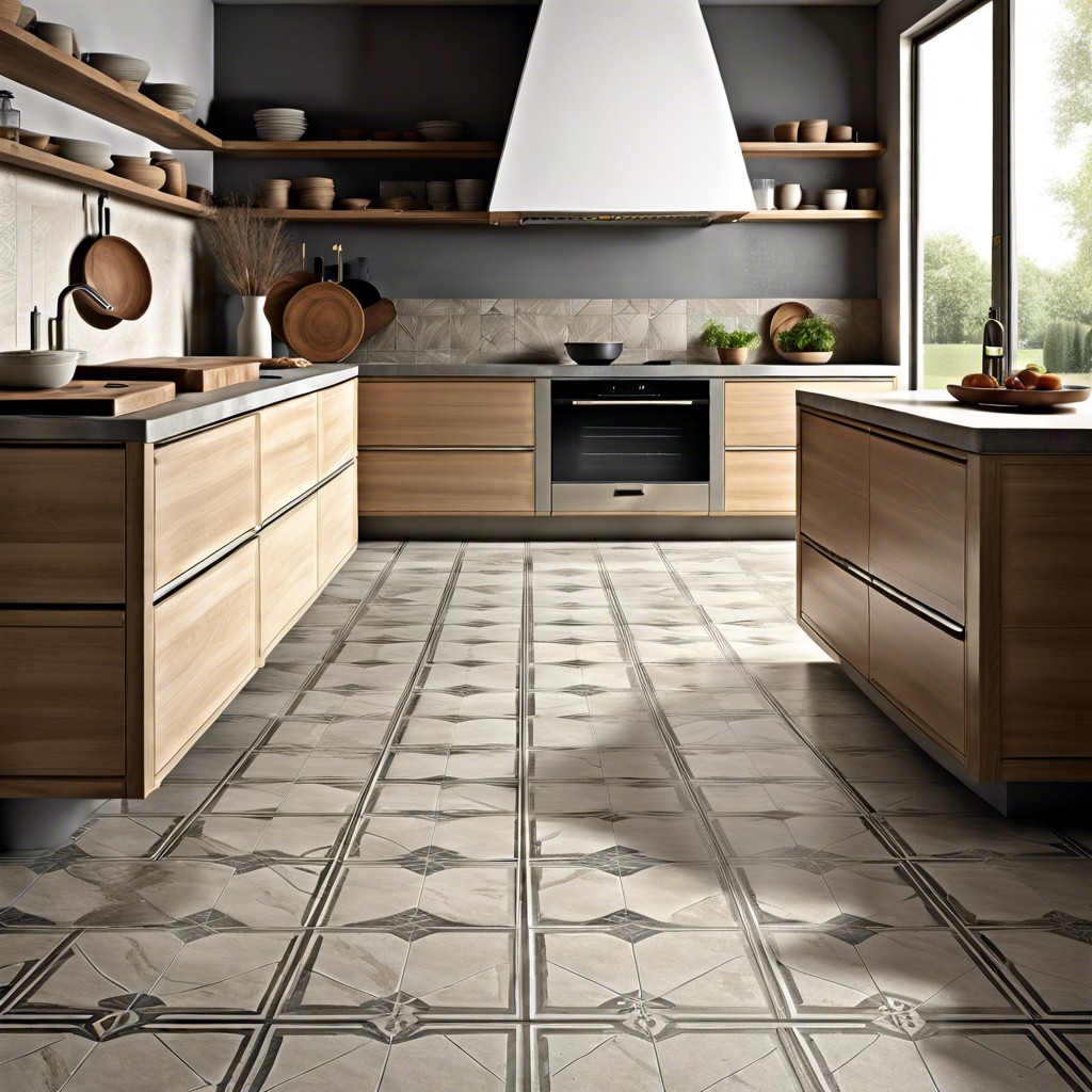 concrete tiles with subtle engraved designs