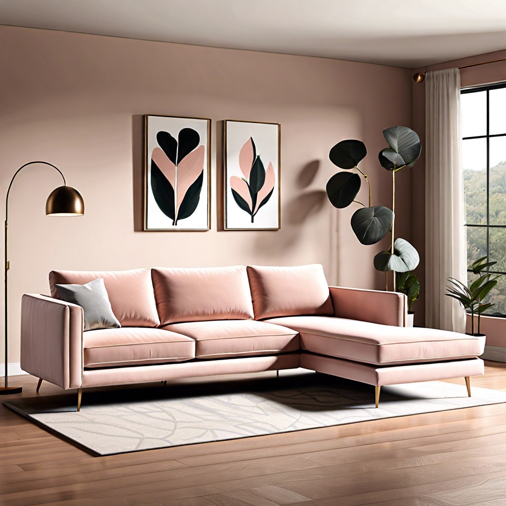 contemporary blush sectional with chaise
