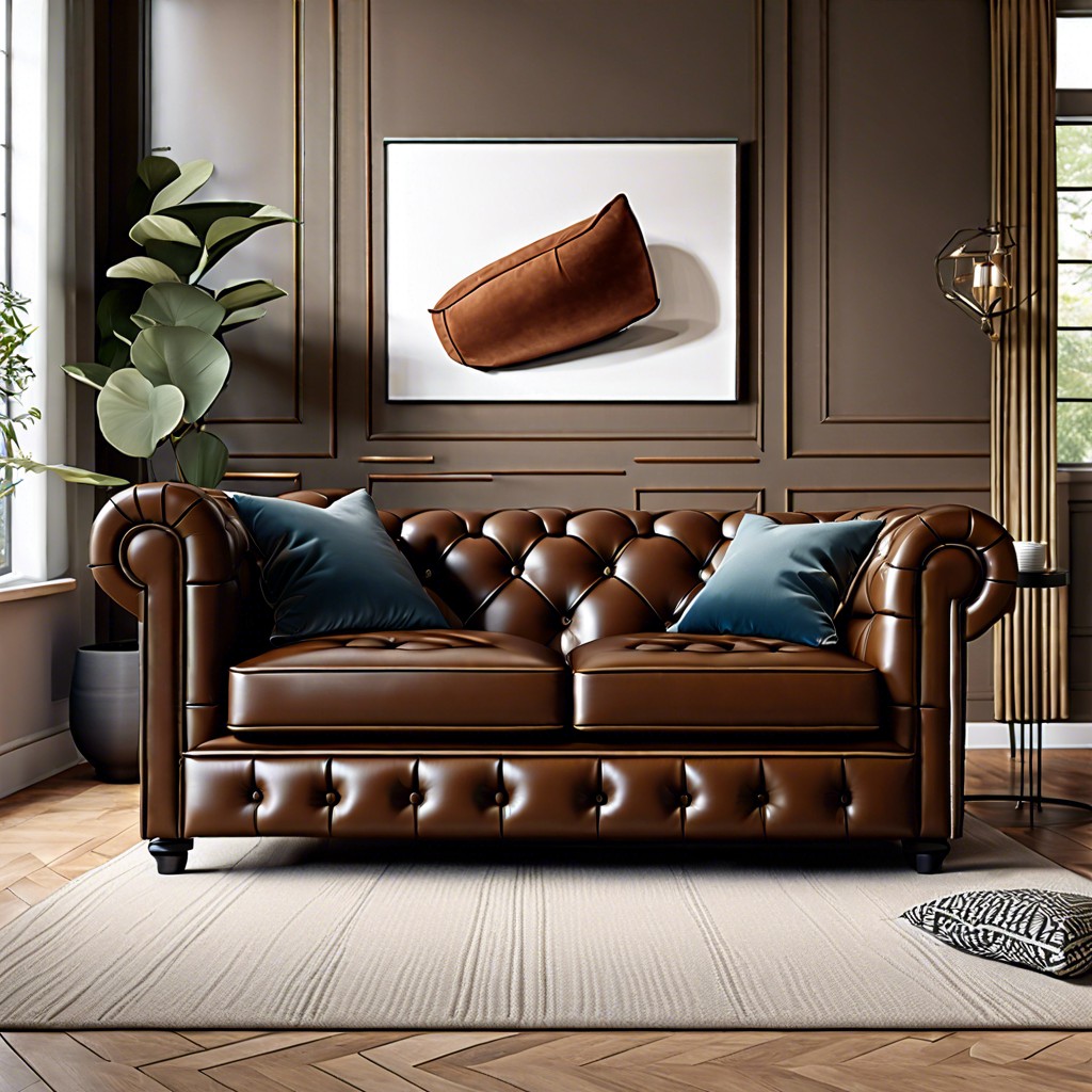 contemporary brown chesterfield with clean lines