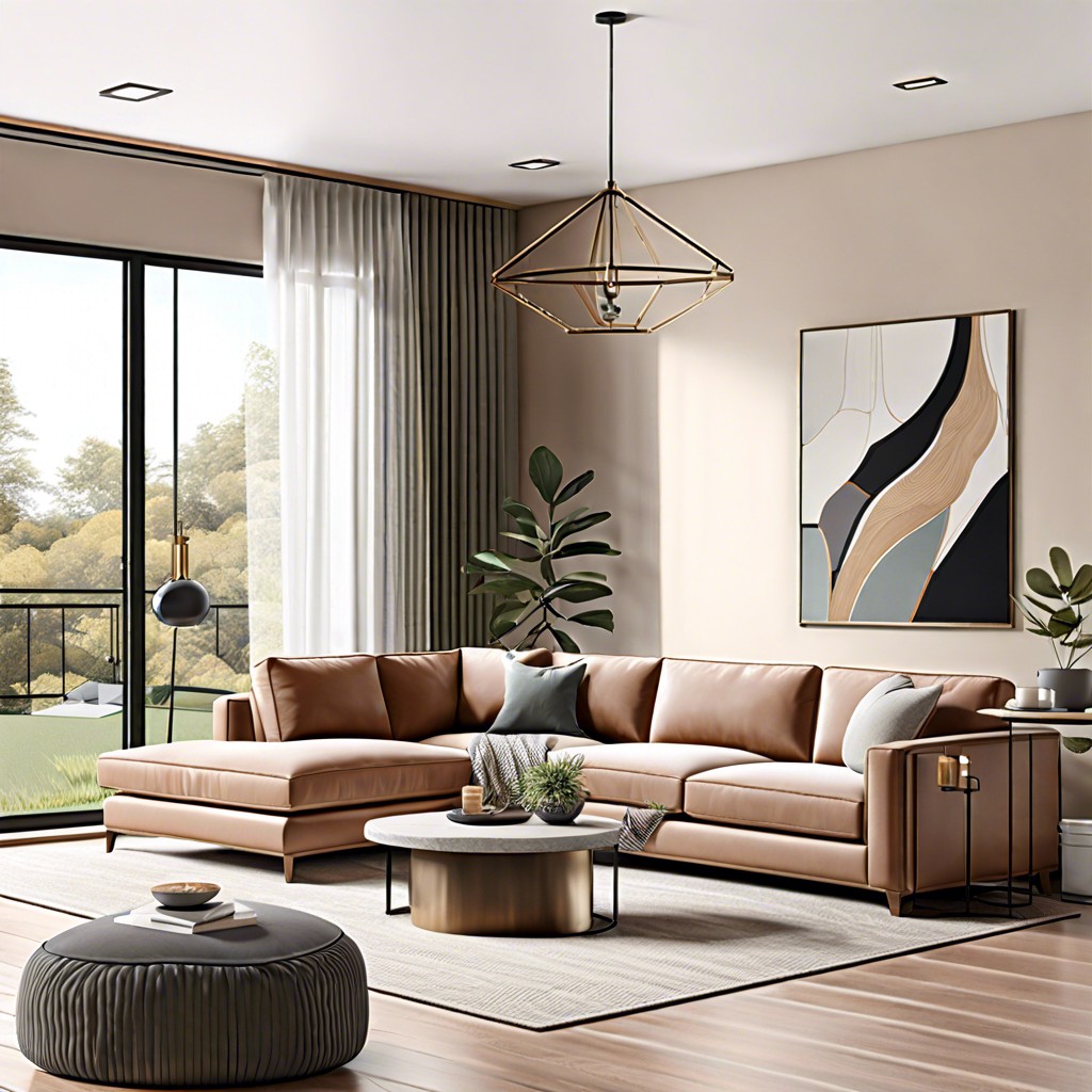 contemporary sectional with clean lines and neutral colors
