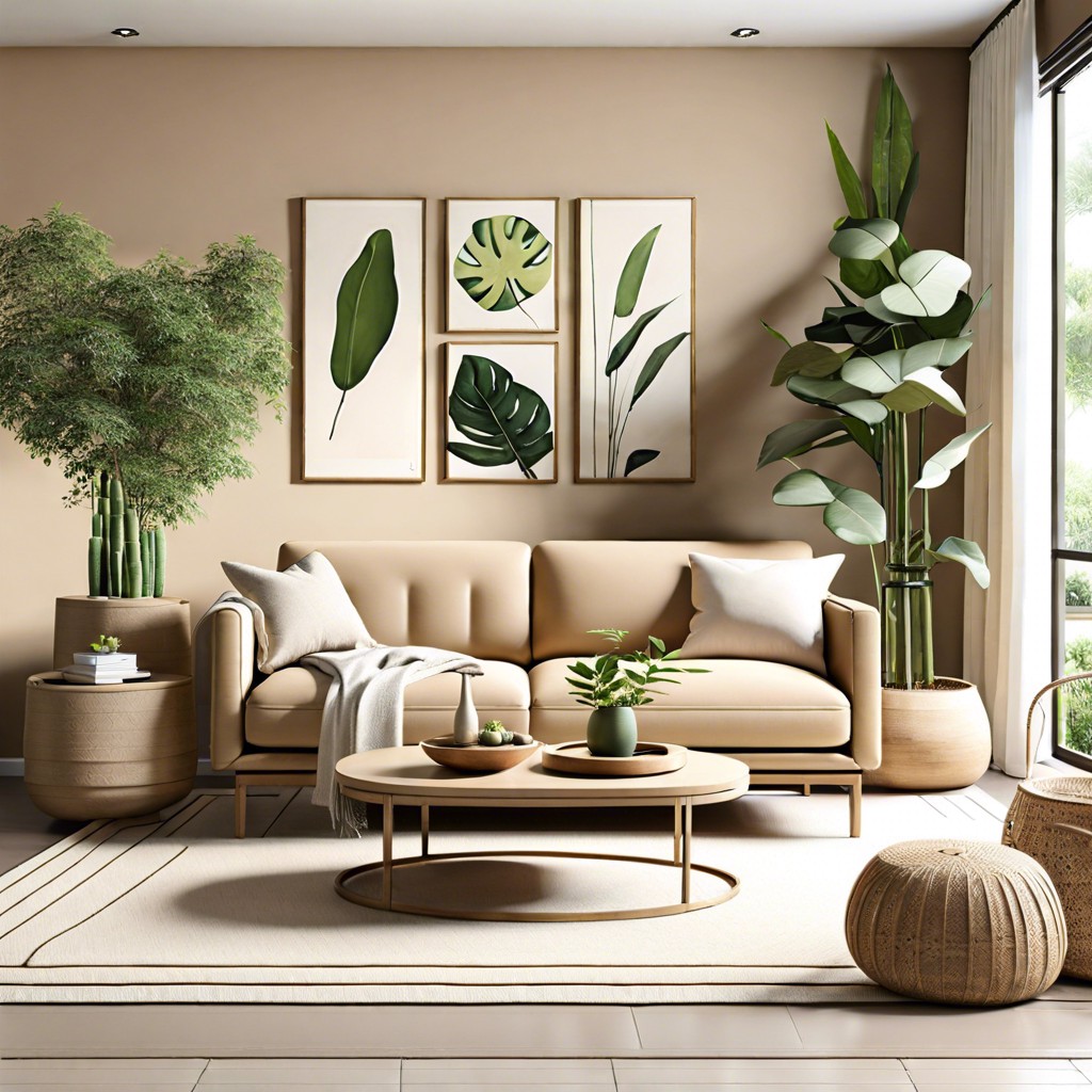 contemporary zen pair clean lines and minimal decor with soothing greens and potted bamboos
