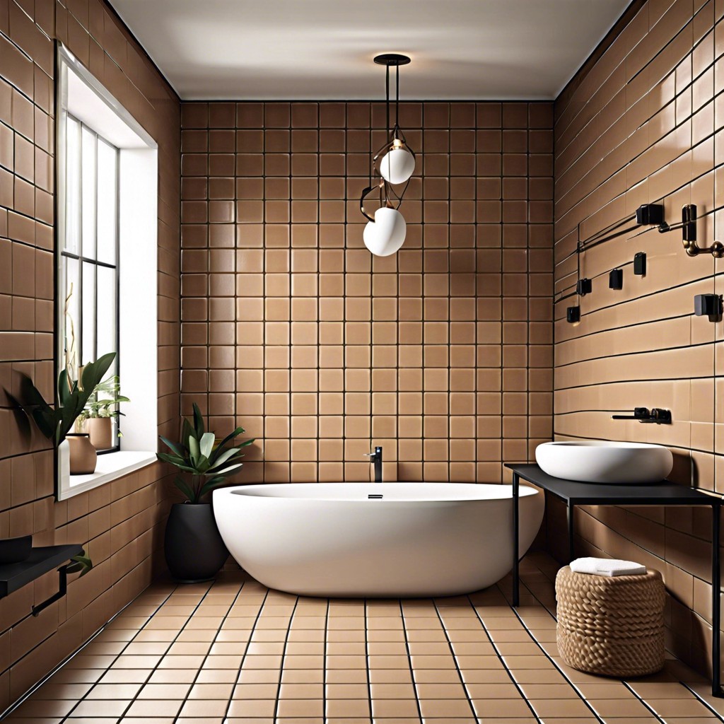 contrast play match light brown tiles with dark grout or vice versa for a striking effect