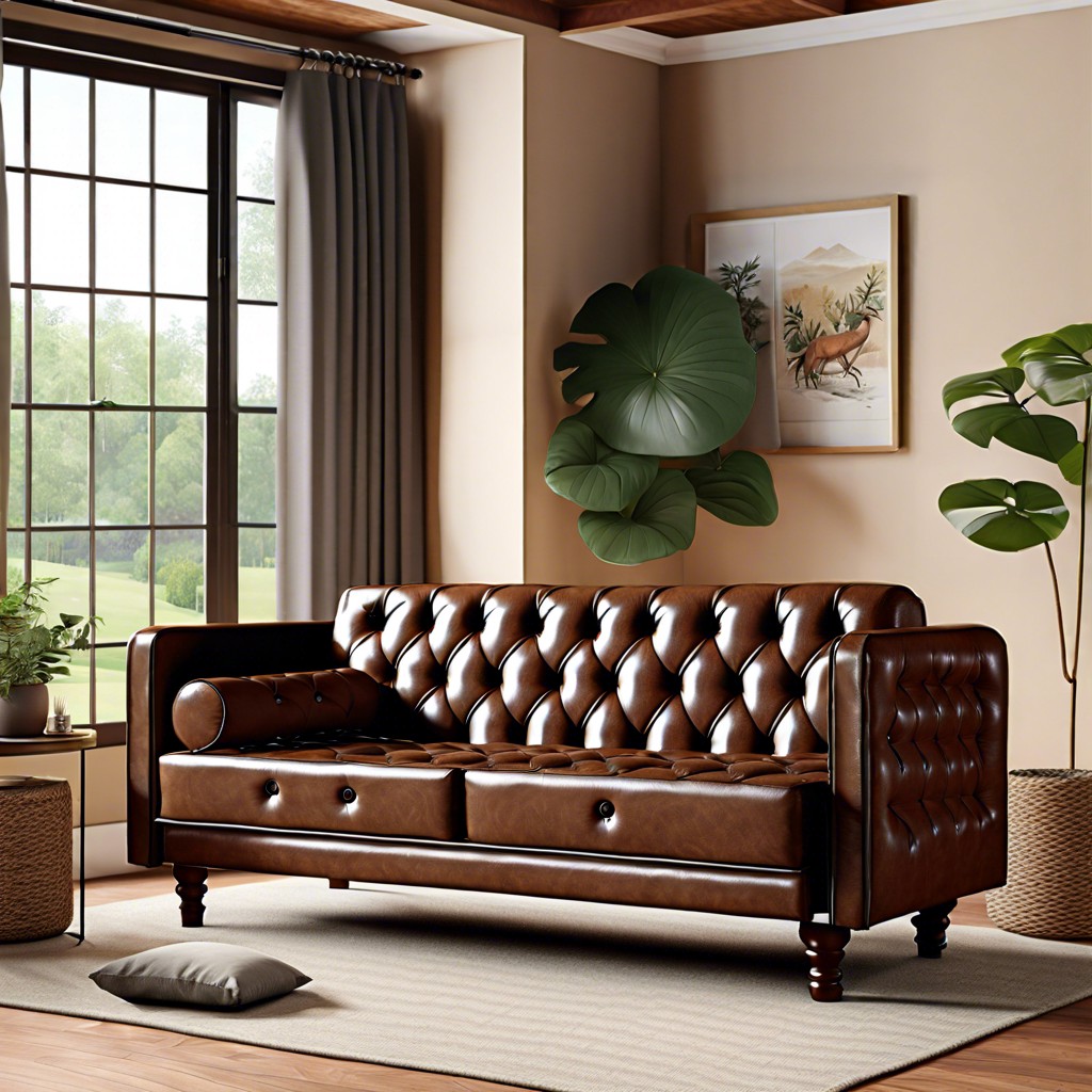 convertible brown chesterfield futon
