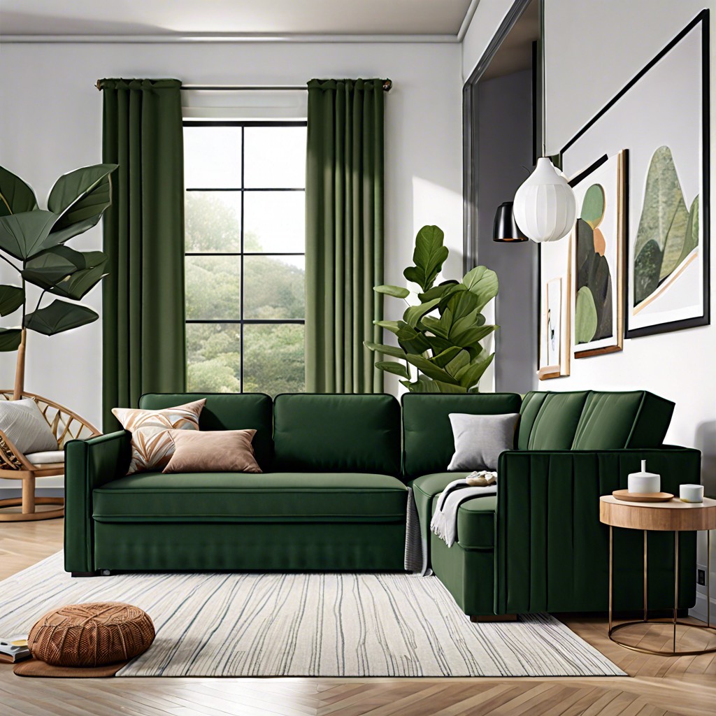 convertible forest green sleeper sofa