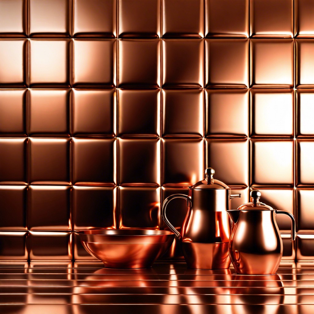 copper metallic shiny copper tiles for a reflective modern look