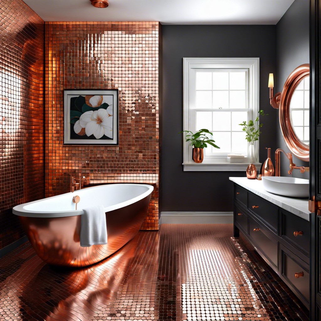 copper penny tiles for an elegant metallic finish